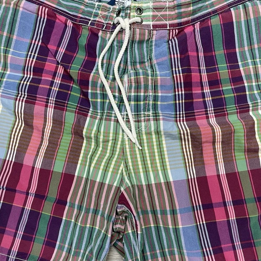 Polo Ralph Lauren Multicolor Plaid Swim Trunks Men Sz L Mesh Lined Prep